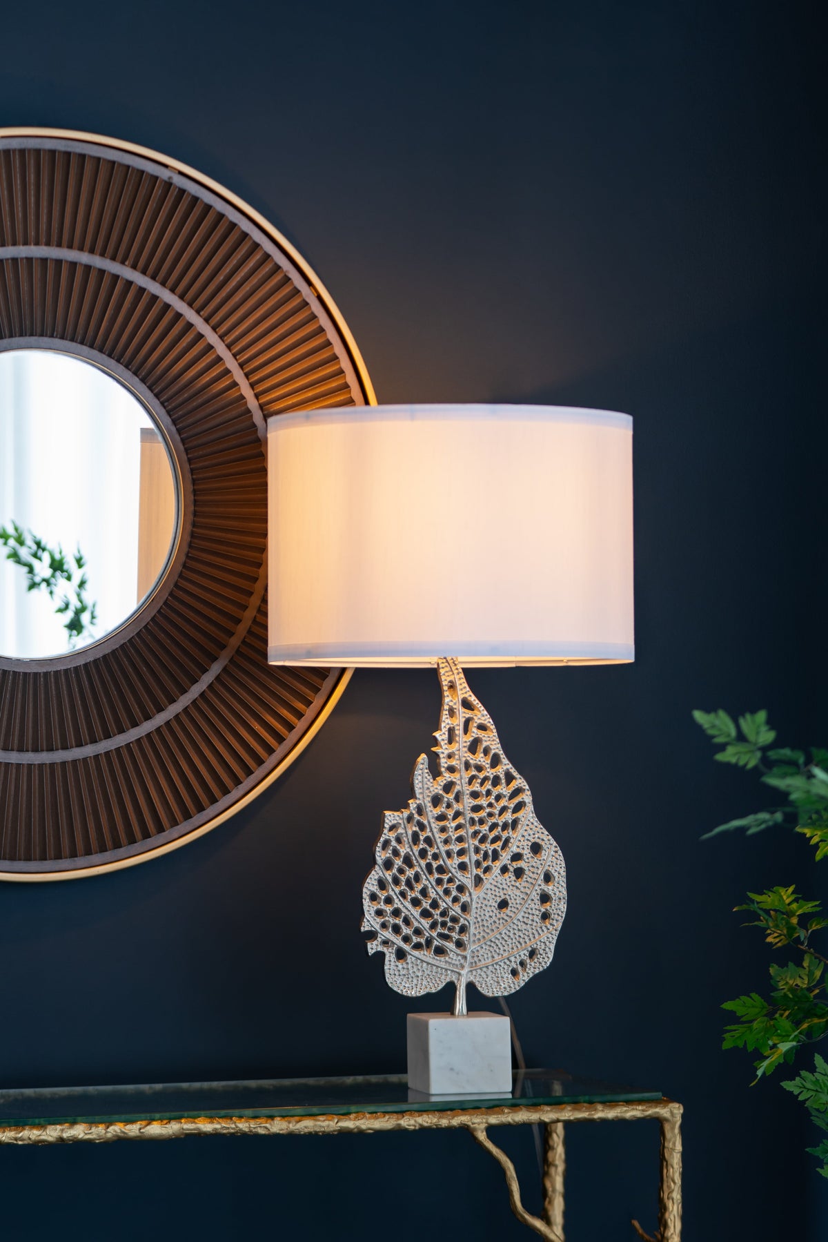 D15x29.3in Table Lamp white fabric shade marble base HouseOfZazla Lighting Timers on Tampa Home & Garden Store