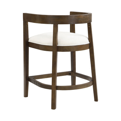 Modern rubberwood counter stool with upholstered white seat by HouseOfZazla on Tampa Home & Garden Store