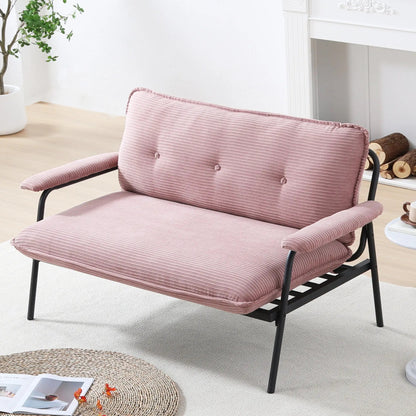 Modern pink corduroy metal-frame stationary sofa with sponge filling by Unique Piece Furniture on Tampa Home & Garden Store