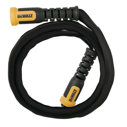 DeWalt heavy-duty fabric garden hose with yellow/black connectors, braided cover on Tampa Home & Garden Store