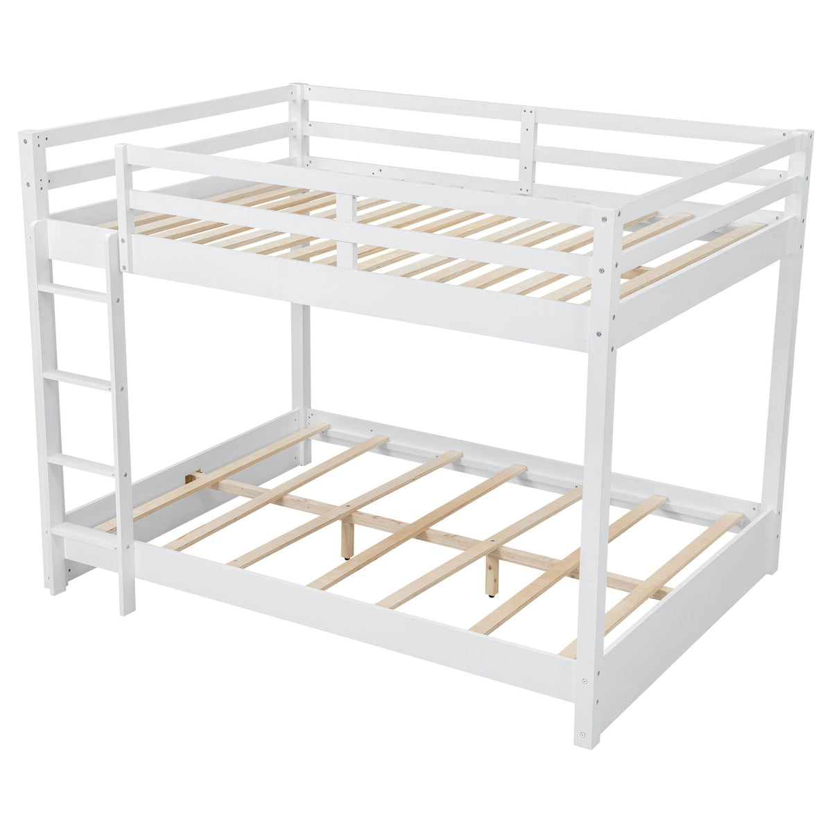 Sturdy bunk bed with ladder, white wood frame, slatted mattress supports, HouseOfZazla on Tampa Home & Garden Store
