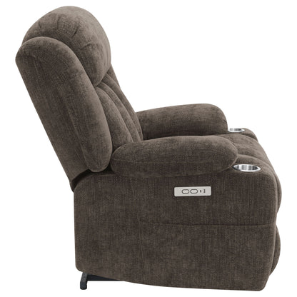 Beca Power Lift Recliner with Cupholders and USB charging in brown fabric by HouseOfZazla on Tampa Home & Garden Store
