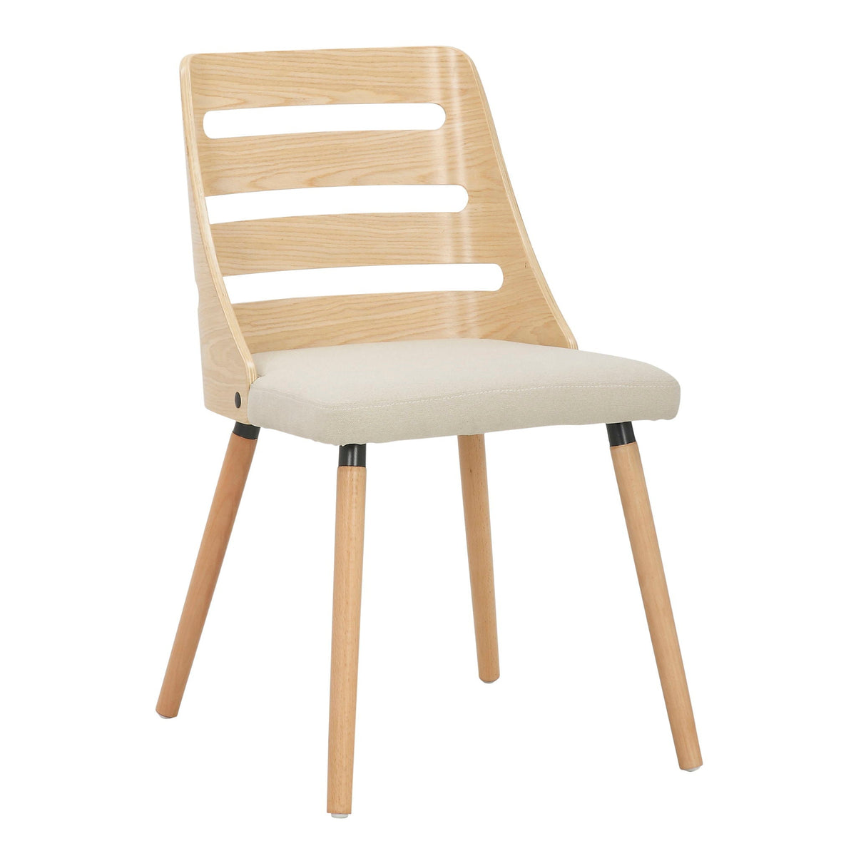 Mid Century Modern dining chair by HouseOfZazla with cushioned beige seat and light wood back on Tampa Home & Garden Store