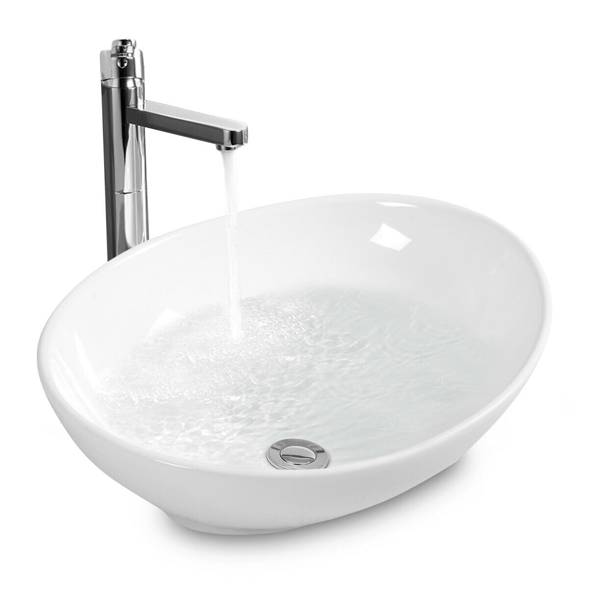 Lavabo de baño ovalado de cerámica