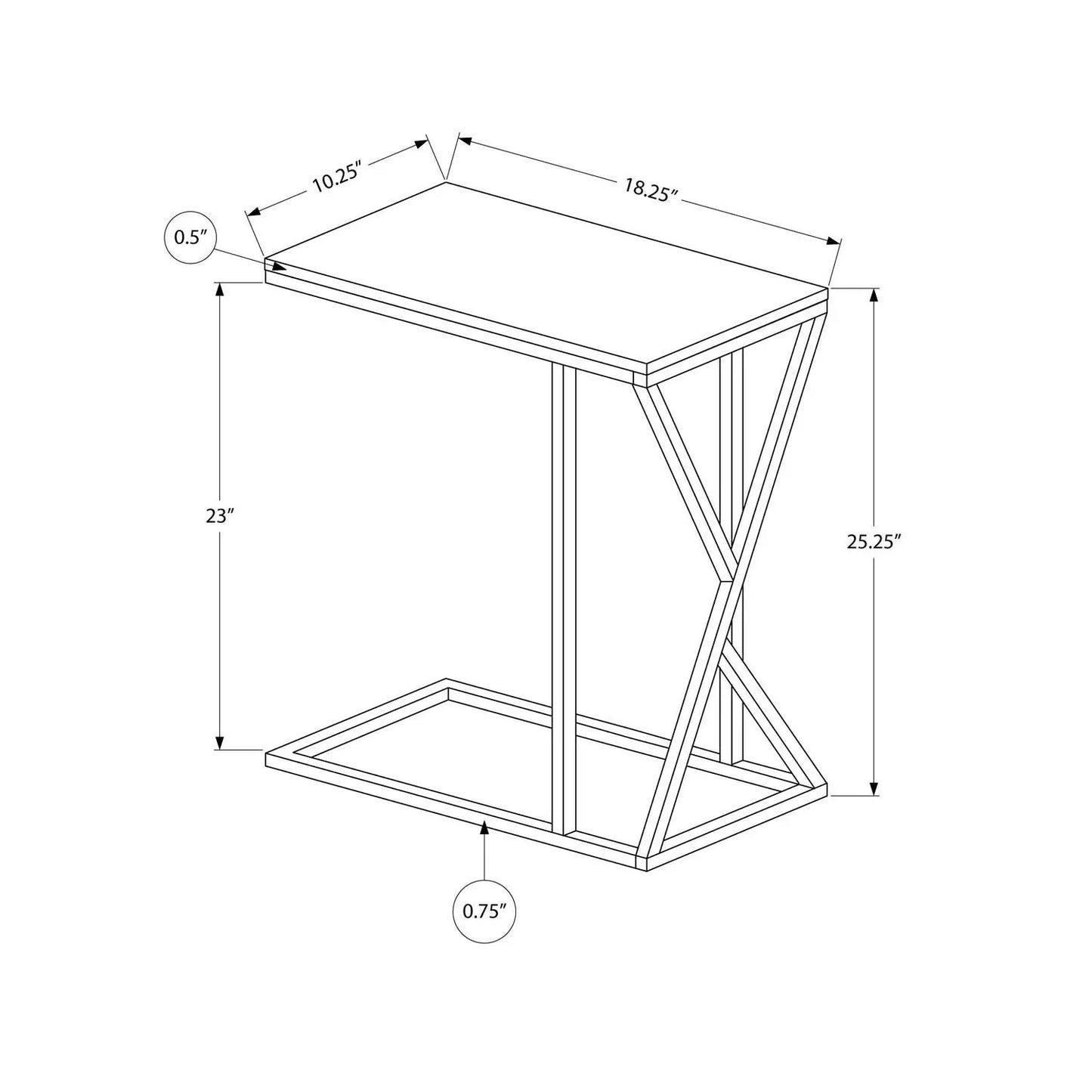 C Shaped Accent Table with Contemporary Design