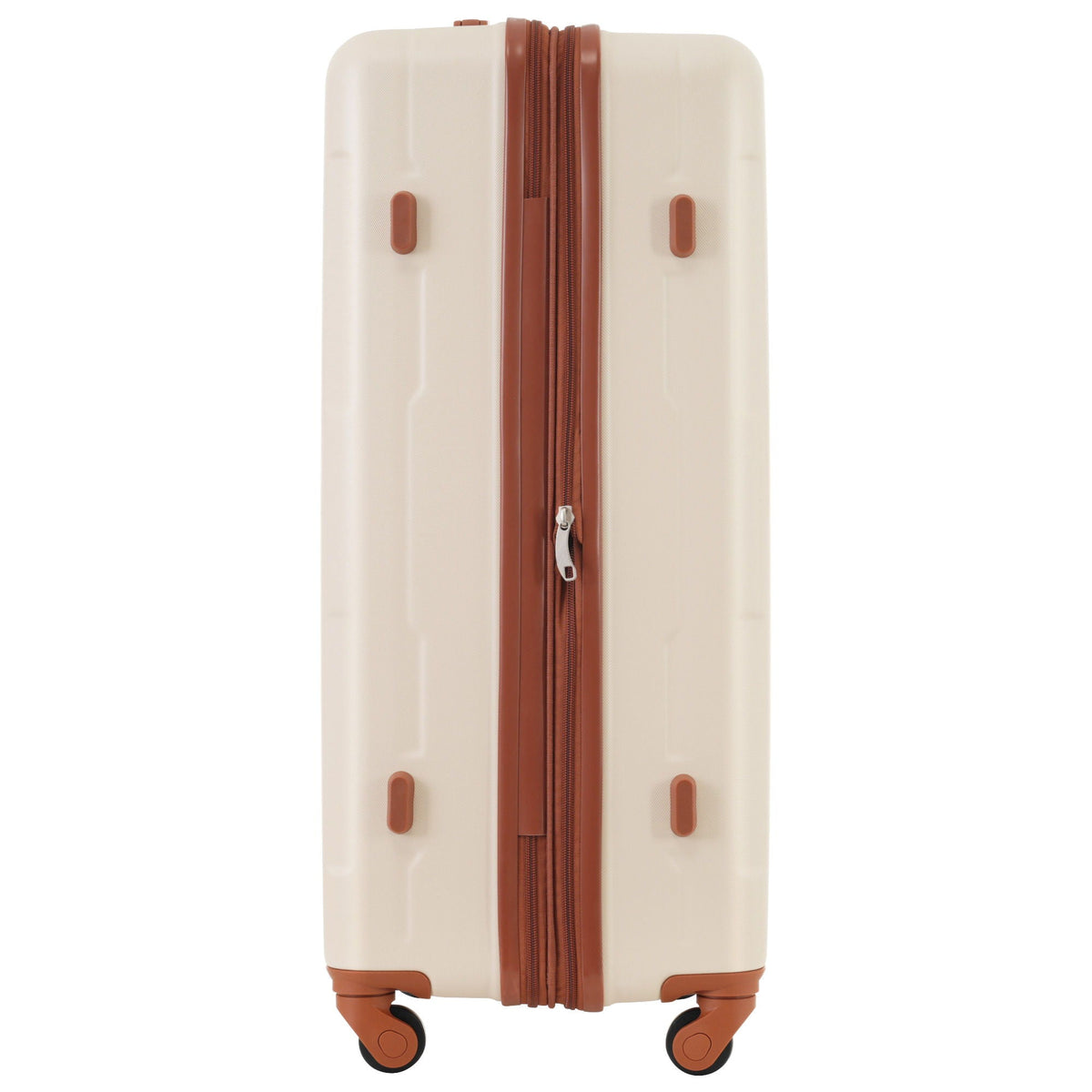 2pc HouseOfZazla luggage set beige ABS with brown trim and spinner wheels on Tampa Home & Garden Store