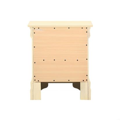 Accent nightstand, traditional cream finish with natural wood front, carved trim HouseOfZazla on Tampa Home & Garden Store