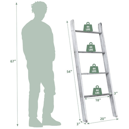 Estantería tipo escalera de pared de 4 niveles - Gris