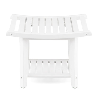 Waterproof Bath Stool with Curved Seat and Storage Shelf