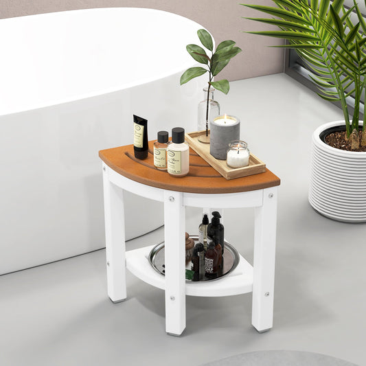 Heavy Duty Corner Shower Bench Stool with Storage Shelf for Shaving Legs - Tampa Home & Garden Store