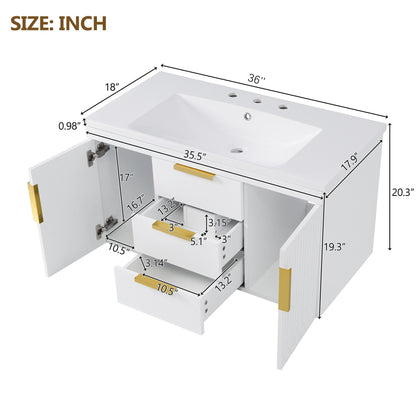 Wall Mounted Bathroom Vanity With Sink and Shelf