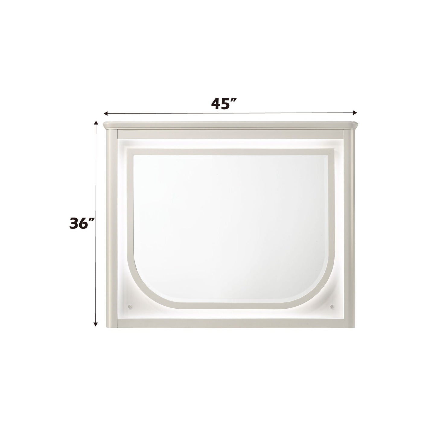 Laveda Mirror with LED - White, 45-inch wide framed mirror on Tampa Home & Garden Store