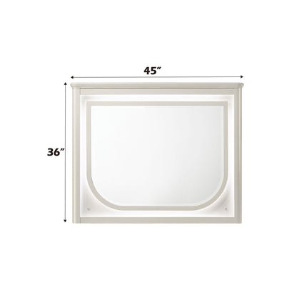 Laveda Mirror with LED - White, 45-inch wide framed mirror on Tampa Home & Garden Store