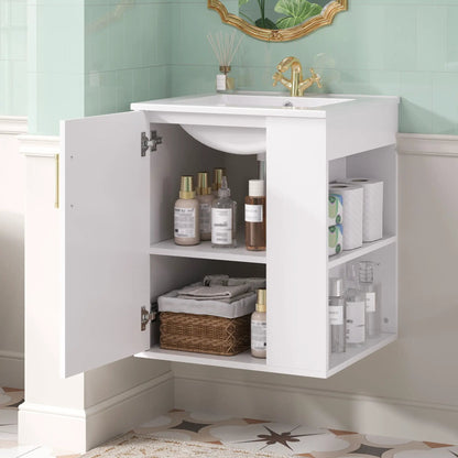Wall Mounted Bathroom Cabinet With Side Shelves