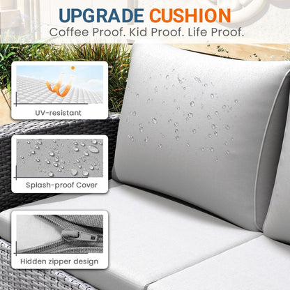 HouseOfZazla 4-piece patio set with cushions on wicker UV-resistant splash-proof covers on Tampa Home & Garden Store