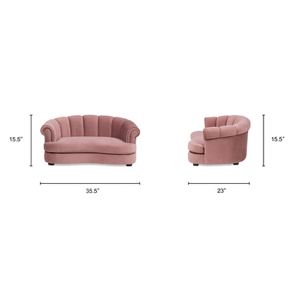 Halle 35.5in Rolled-Arm Dog Bed with Channel-Tufted Back in pink velvet by HouseOfZazla on Tampa Home & Garden Store