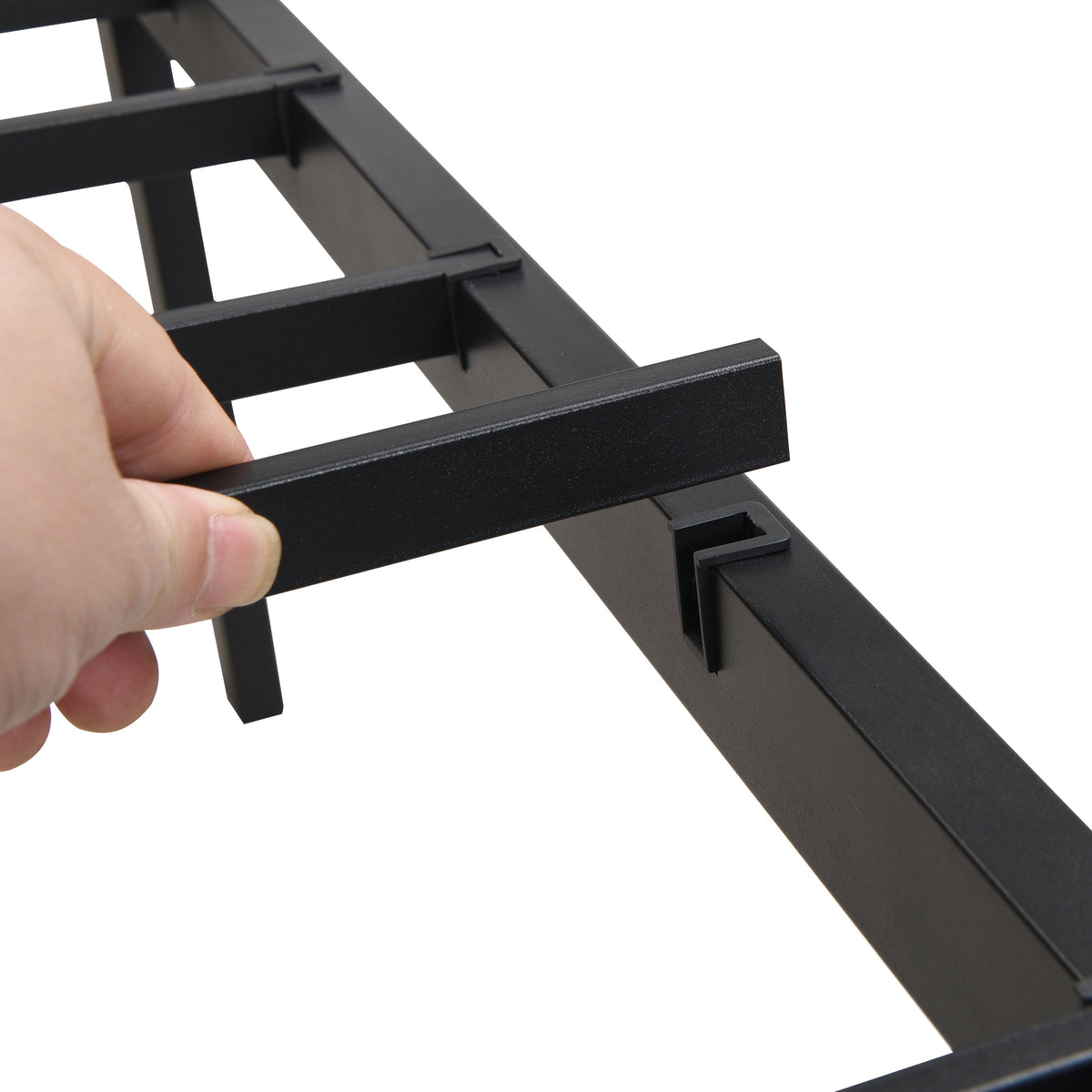 California King Bed Frame by HouseOfZazla with black metal rails on Tampa Home & Garden Store