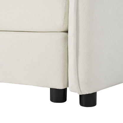 Modern Comfy Deep Seat Modular Sectional Sofa Cloud Couch in cream velvet with black legs on Tampa Home & Garden Store