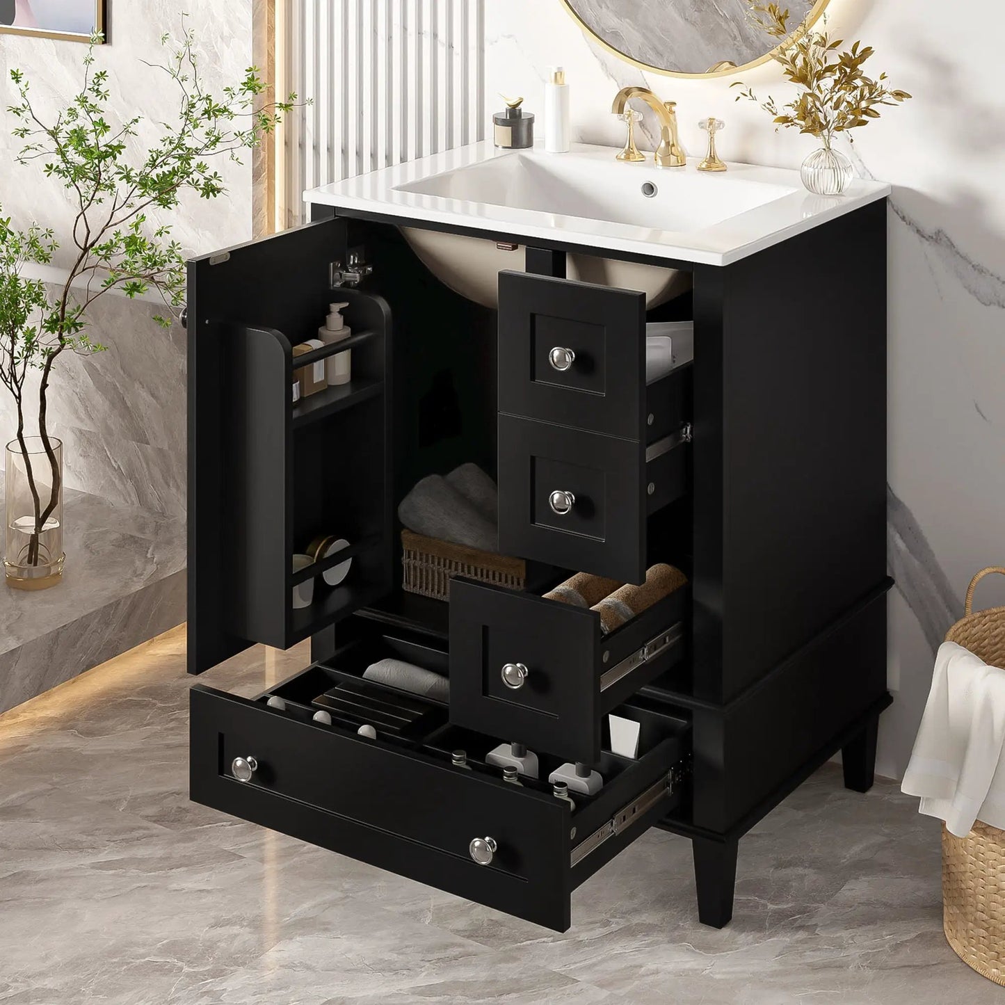Bathroom Vanity With Basin and Soft Close Drawers