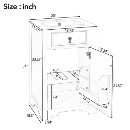 Elegant Vanity With Ceramic Sink and Shelf