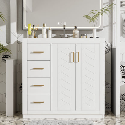 Bathroom Vanity With Sink Combo white 3-drawer left cabinet with 2 doors HouseOfZazla on Tampa Home & Garden Store