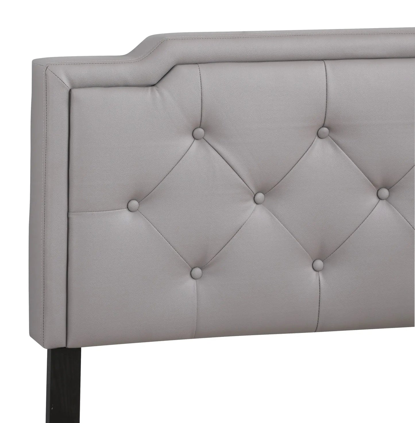 Button tufted upholstered bed in gray leather with tufting by Unique Piece Furniture on Tampa Home & Garden Store