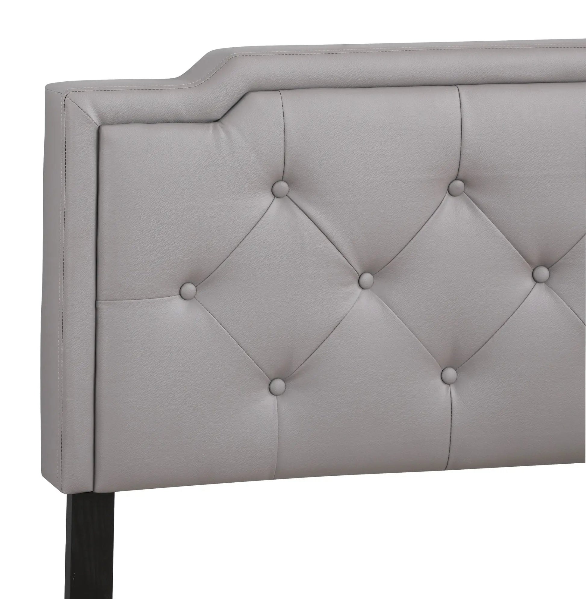 Button tufted upholstered bed in gray leather with tufting by Unique Piece Furniture on Tampa Home & Garden Store