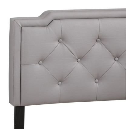 Button tufted upholstered bed in gray leather with tufting by Unique Piece Furniture on Tampa Home & Garden Store
