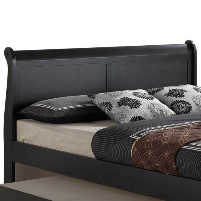 Elegant Trundle Bed in black wood with paneled headboard by HouseOfZazla on Tampa Home & Garden Store