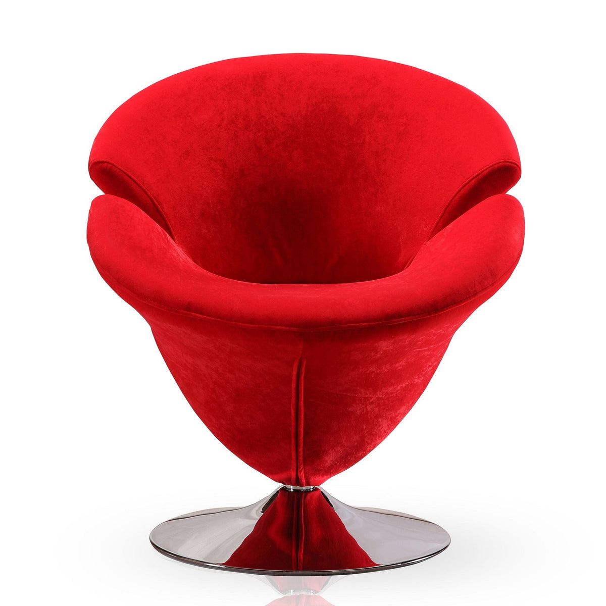 Red Tulip Swivel Lounge Chair with 360° rotation and chrome pedestal base on Tampa Home & Garden Store