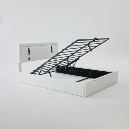 Upholstered Bed with Led Headboard and Storage