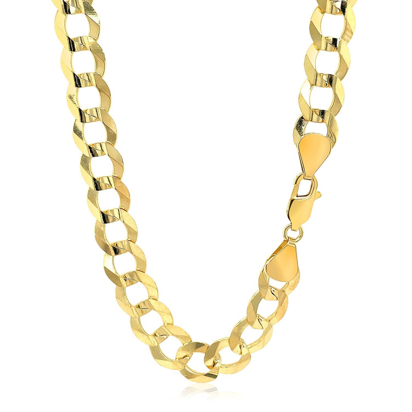 14k yellow gold solid curb chain necklace 10.0mm wide on Tampa Home & Garden Store