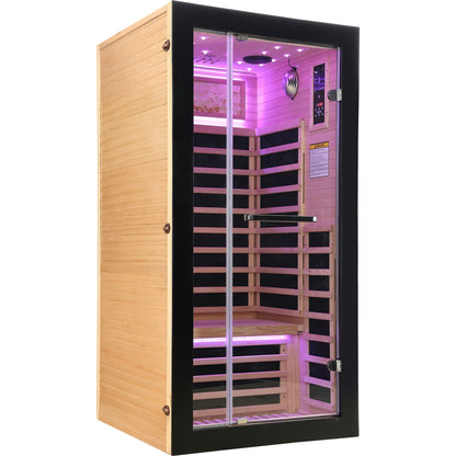 Single-Person Starlight Ceiling Sauna Carbon Plate Heating American White Oak infrared on Tampa Home & Garden Store