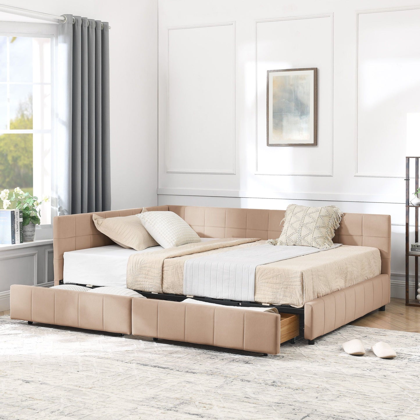 Mid-Century Upholstered Bed Frame and Backrest