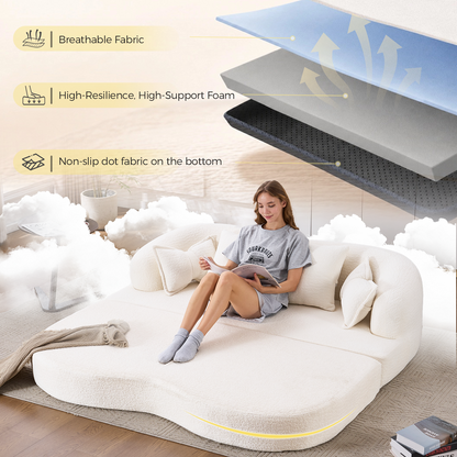 Stylish Foldable Sofa Bed and Supportive Pillows