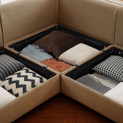 Modern Sofa with Storage and Cylindrical Backrest