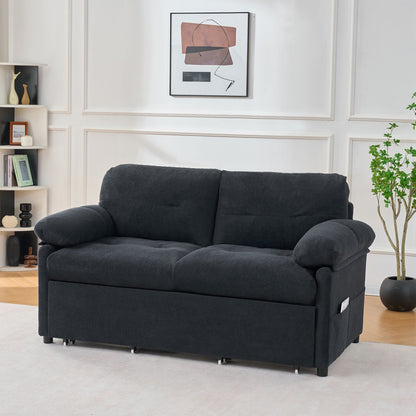 HouseOfZazla Convertible Pull-Out Sofa Bed, queen size, dark charcoal fabric with side storage on Tampa Home & Garden Store