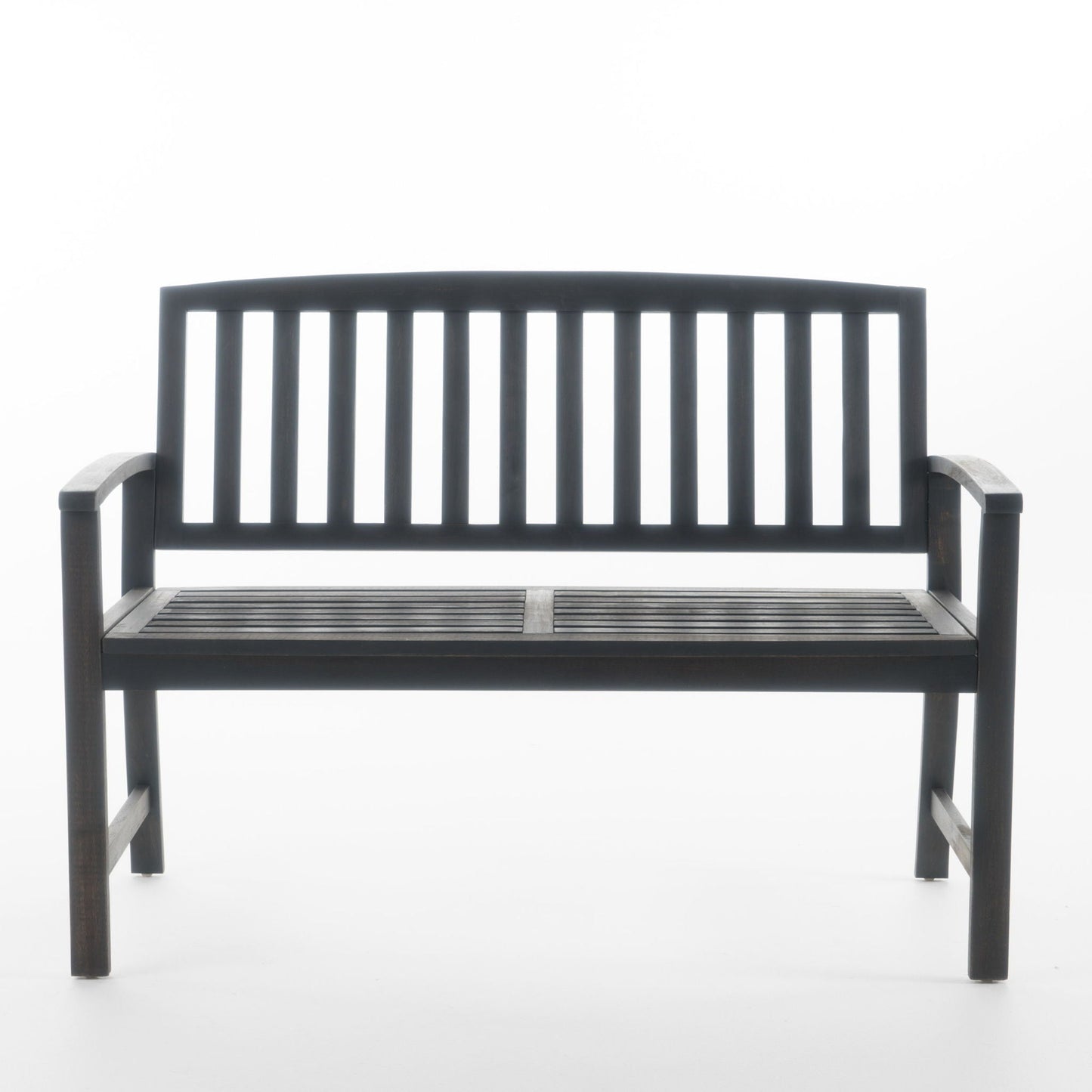 Farmhouse Loja Bench indoor/outdoor dark wood with slatted back by HouseOfZazla on Tampa Home & Garden Store