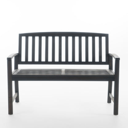 Farmhouse Loja Bench indoor/outdoor dark wood with slatted back by HouseOfZazla on Tampa Home & Garden Store