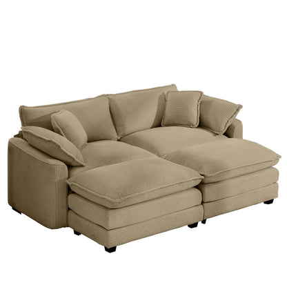 Modern Oversized Modular Cushion Sofa with Ottoman beige corduroy deep seating 2-piece set on Tampa Home & Garden Store