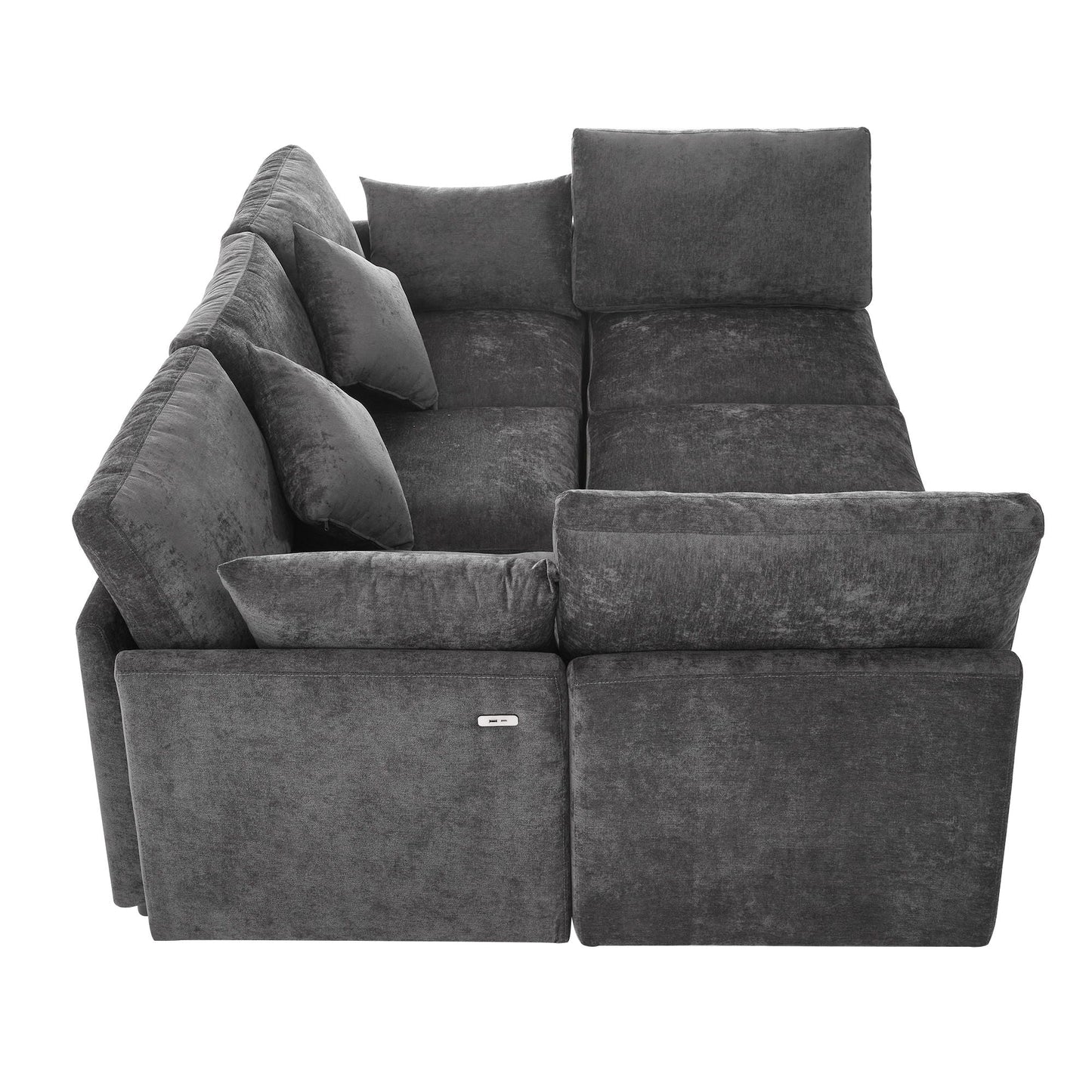 Sectional Sofa Modular U-Shaped With Ottoman & USB Ports grey fabric by HouseOfZazla, 2-piece living room set on Tampa Home & Garden Store