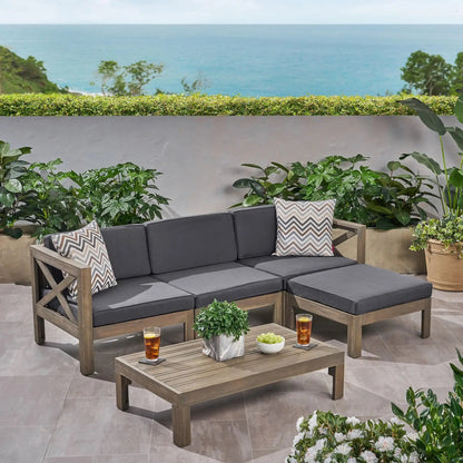 Alcove L-Shape Sofa Set, HouseOfZazla 2-piece outdoor sectional with dark gray cushions on Tampa Home & Garden Store