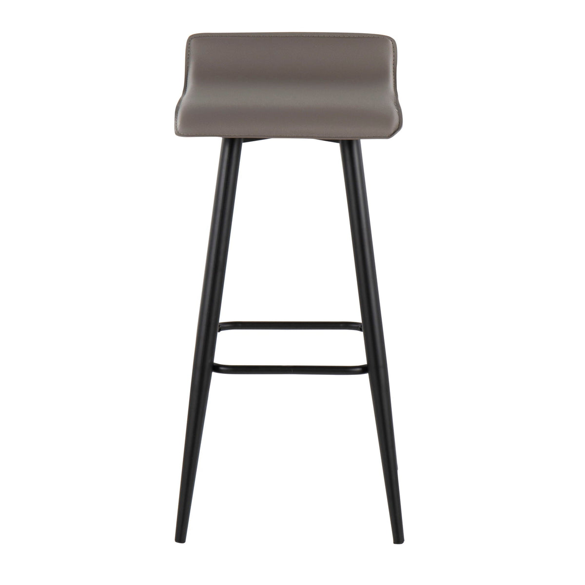 Bar stool set with pearl-silver upholstery and black metal legs, fixed-height design on Tampa Home & Garden Store