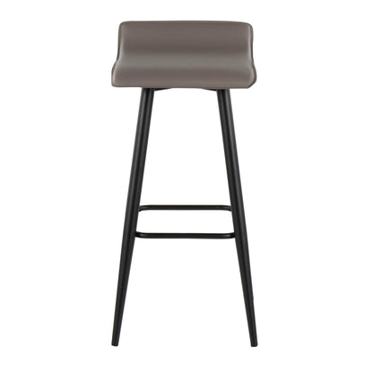 Bar stool set with pearl-silver upholstery and black metal legs, fixed-height design on Tampa Home & Garden Store