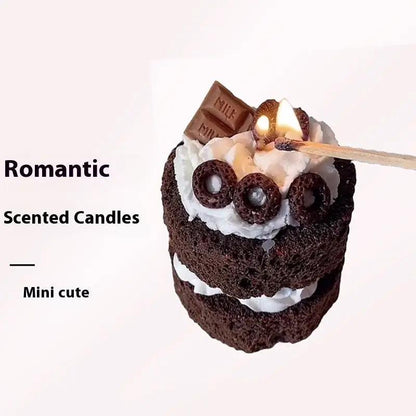 Chocolate Velvet Cute Cake Aromatherapy Candle chocolate cake with white frosting on Tampa Home & Garden Store