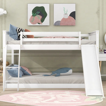 Bunk bed with built-in ladder and convertible slide, white wood finish, Unique Piece Furniture on Tampa Home & Garden Store