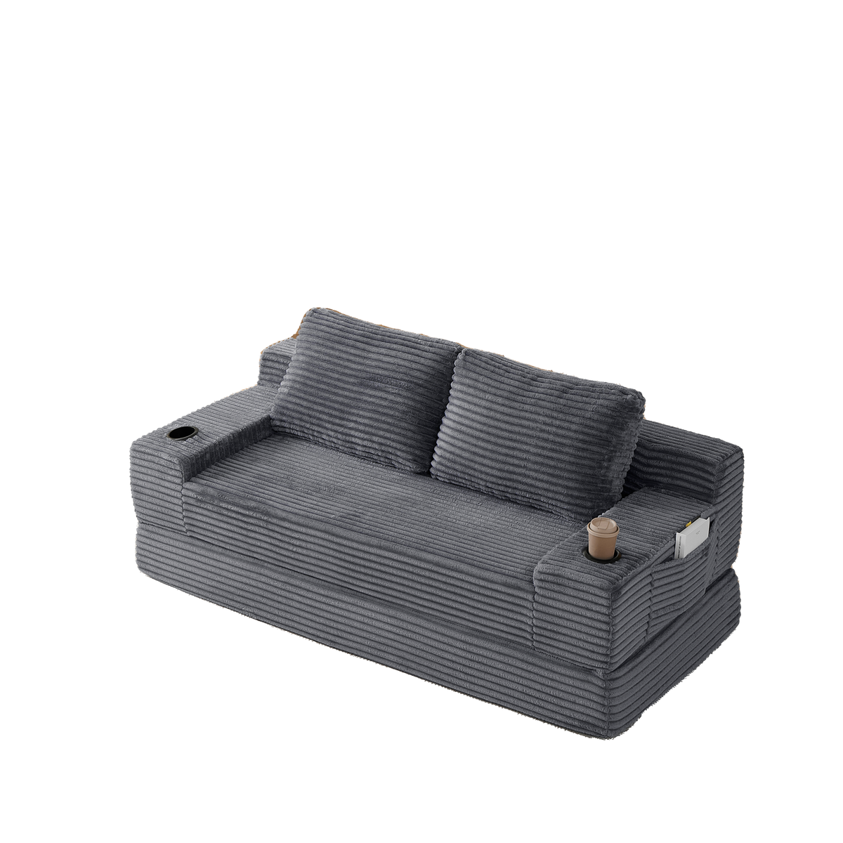 Soft Corduroy Convertible Sofa and Bed Set