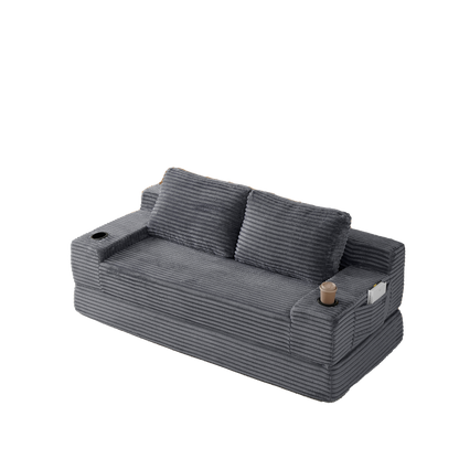 Soft Corduroy Convertible Sofa and Bed Set
