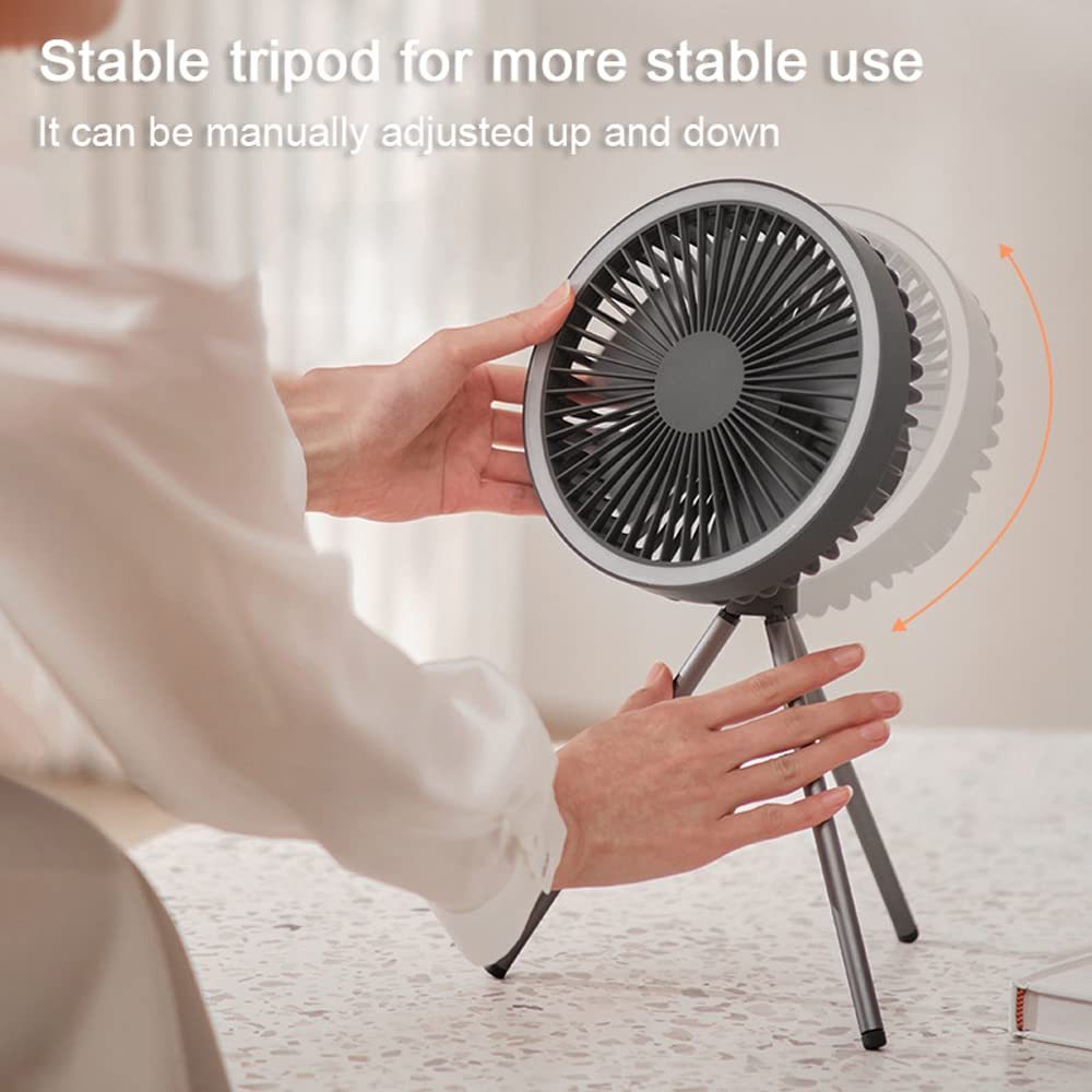 Camping Fan Light USB Tripod, gray circular fan with adjustable legs for camping on Tampa Home & Garden Store