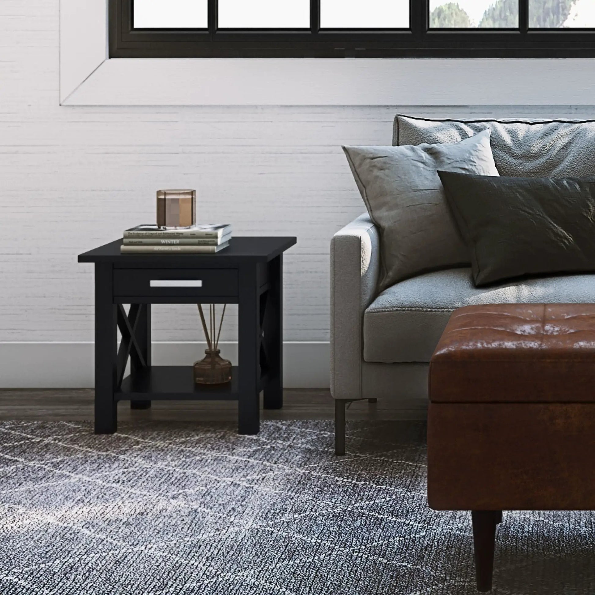 Kitchener black console table with two drawers and X-frame legs Unique Piece Furniture on Tampa Home & Garden Store